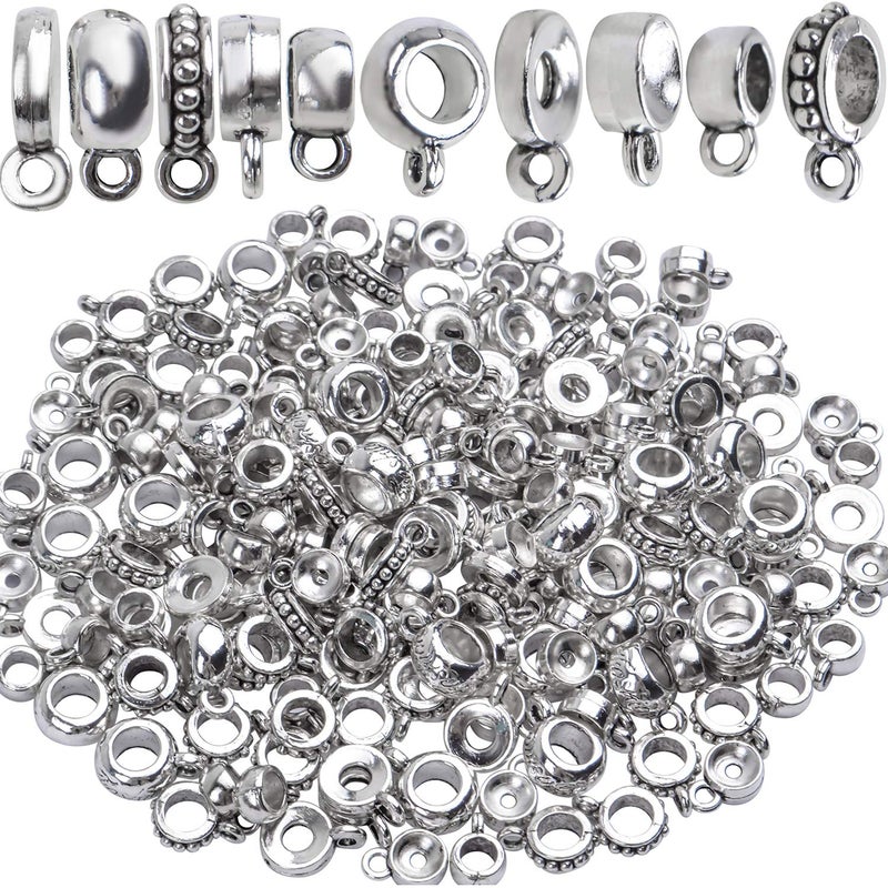 BronaGrand 100g About 100150pcs Tibetan Silver Bail Beads Jewelry Connector Bails Beads for Necklace Bracelet Jewelry Making5 Styles