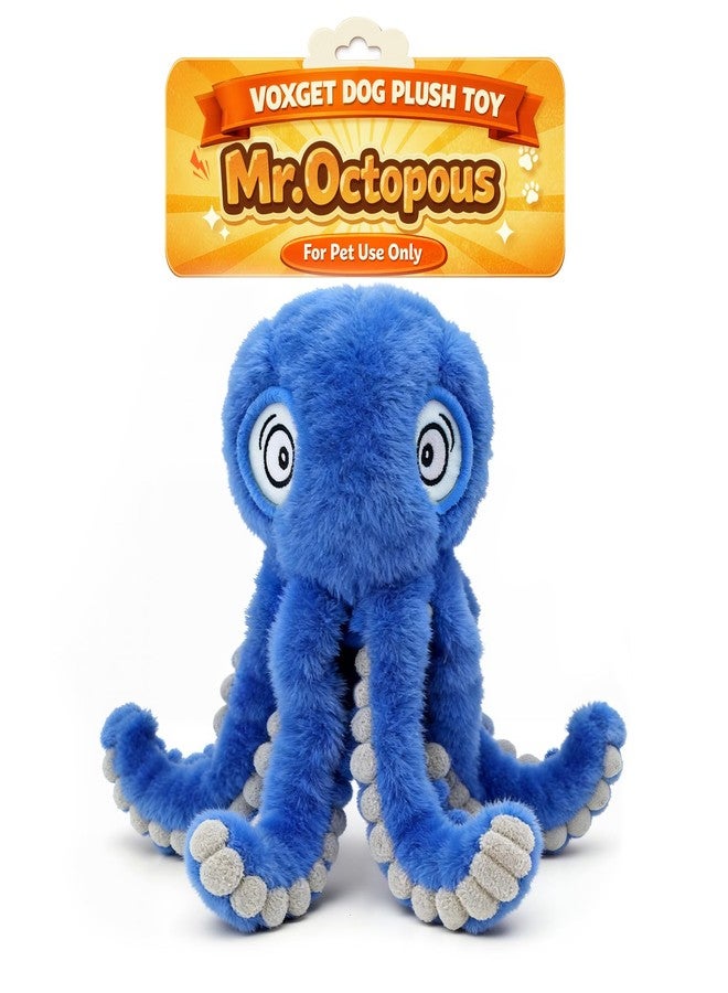 VOXGET Dog Octopus Squeaky Toys, Interactive Tug of War Doggie Toy with Crazy Crinkle for Pet Dogs Use Only, Stuffed Plush Octopus Toy for Puppies Keep Busy Reduce Boredom (Blue,4" x 4.8") - Image 1