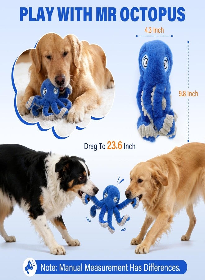 VOXGET Dog Octopus Squeaky Toys, Interactive Tug of War Doggie Toy with Crazy Crinkle for Pet Dogs Use Only, Stuffed Plush Octopus Toy for Puppies Keep Busy Reduce Boredom (Blue,4" x 4.8") - Image 5