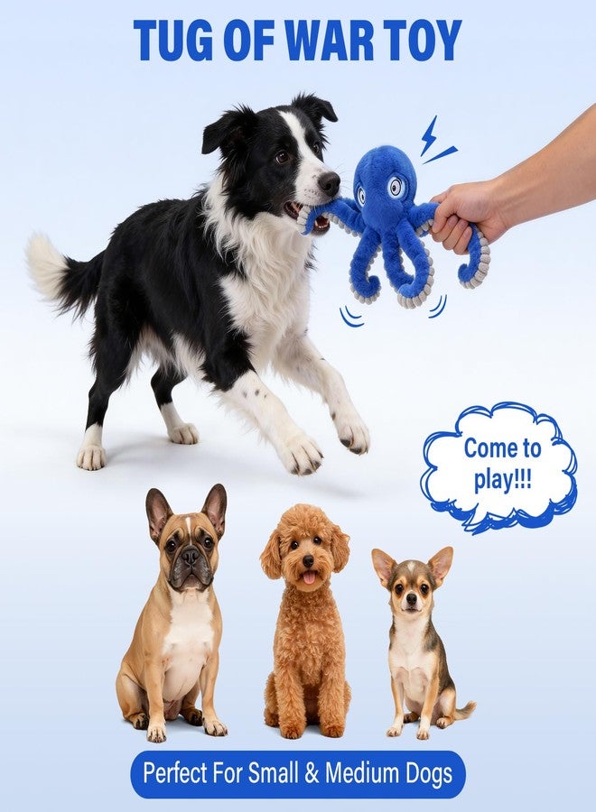 VOXGET Dog Octopus Squeaky Toys, Interactive Tug of War Doggie Toy with Crazy Crinkle for Pet Dogs Use Only, Stuffed Plush Octopus Toy for Puppies Keep Busy Reduce Boredom (Blue,4" x 4.8") - Image 4