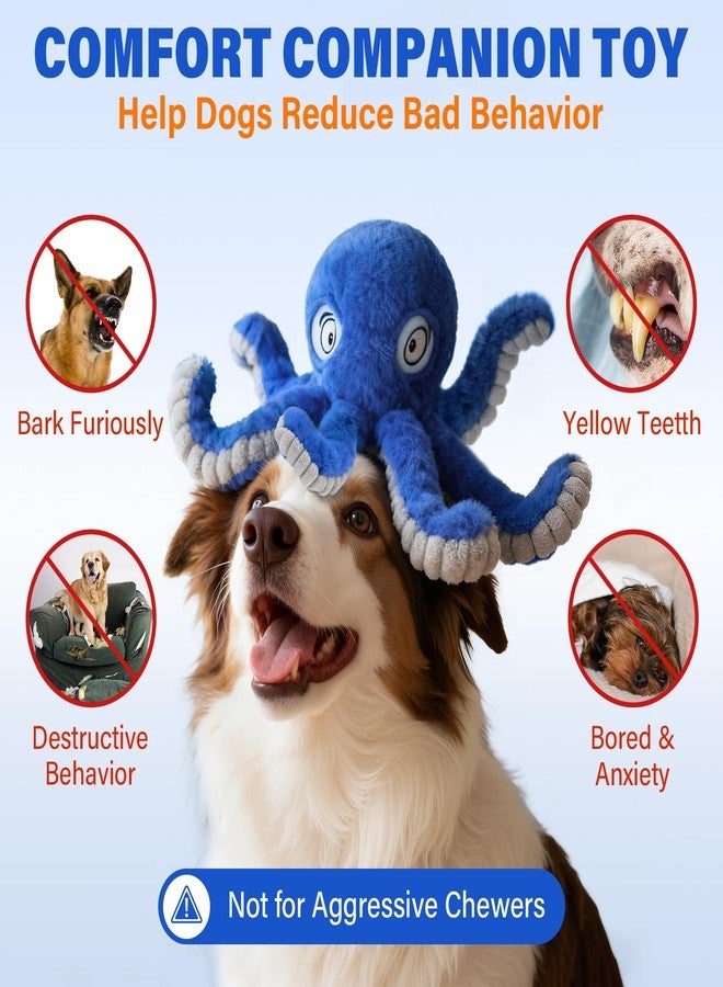VOXGET Dog Octopus Squeaky Toys, Interactive Tug of War Doggie Toy with Crazy Crinkle for Pet Dogs Use Only, Stuffed Plush Octopus Toy for Puppies Keep Busy Reduce Boredom (Blue,4" x 4.8") - Image 2