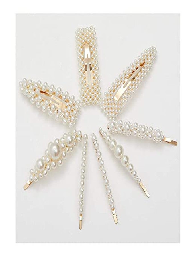 Shidara Pearl Hair Clips Cute Hair Pins Girl Hair Accessories Handmade Barrette For Party Wedding Daily | Multi | 8 Pieces - Image 1