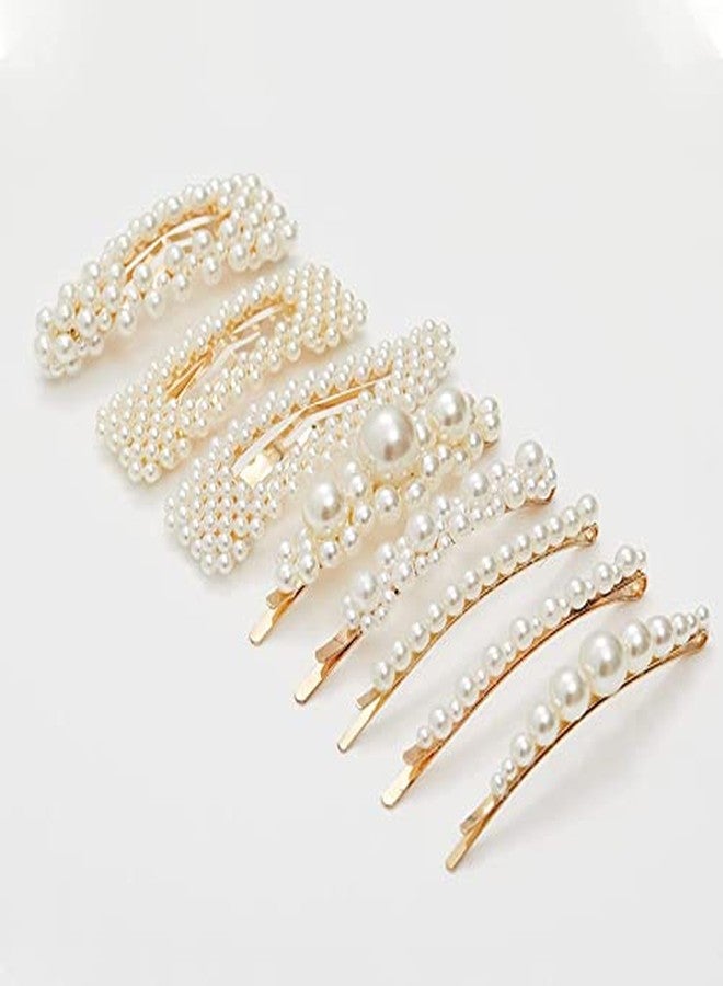 Shidara Pearl Hair Clips Cute Hair Pins Girl Hair Accessories Handmade Barrette For Party Wedding Daily | Multi | 8 Pieces - Image 3