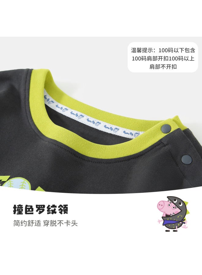 peppa Pig Spring Boys' Pure Cotton Breathable Long-sleeve T-shirt Casual Baby Tee - Image 4