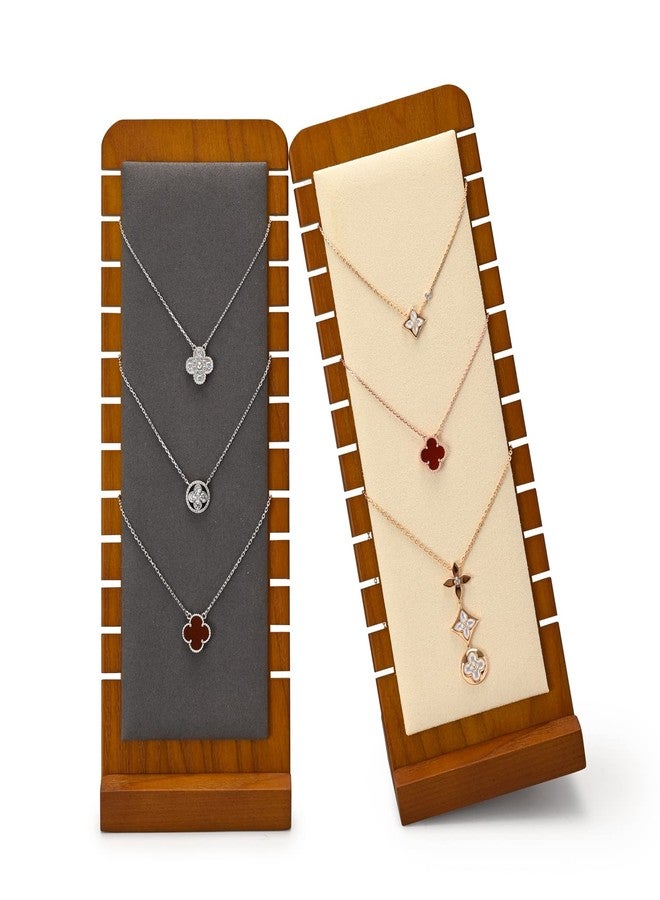 Oirlv Solid Wood Necklace Organizer Showcase Necklace Display Stand Jewelry Display Holder (Grey) - Image 3