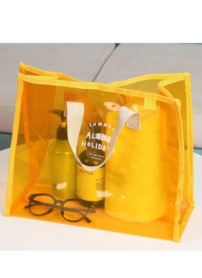 Generic - Waterproof Transparent Portable Jelly Bag Summer Large Capacity Handbag Shopping Beach Bag Shoulder Bag - Image 1