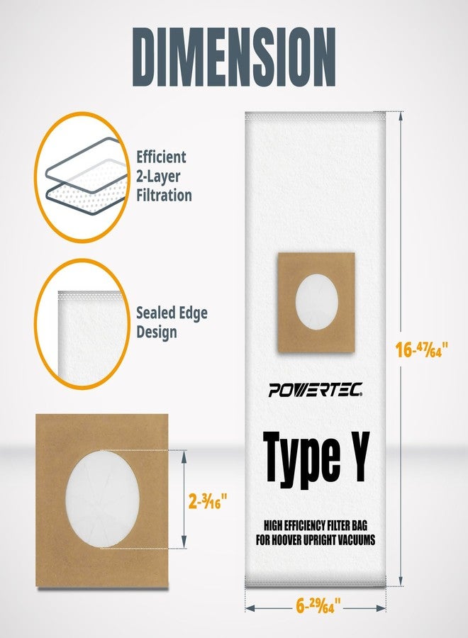 POWERTEC Type Y Vacuum Bags 10 PK for Hoover Style Y, Z, YZ WindTunnel Upright Vacuum Cleaners, Replacement Dust Bags for 4010100Y, AH10040 and AH10165 (75057V) - Image 2