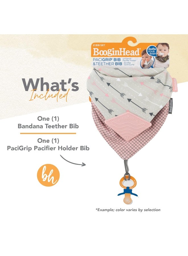 BooginHead by Infantino Cotton Baby Drool Bibs, Teething Bib and Pacifier Holder Bib, Blue Arrows - Image 4