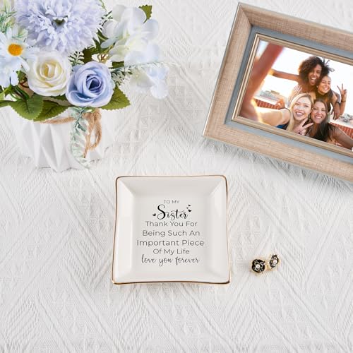 COZITED Sister Gifts, To My Sister Ring Tray Jewelry Dish, Sister Birthday Gifts for Sister Christmas Mother's Day Valentines Gift for Sisters from Sister Brother - Image 4