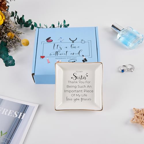 COZITED Sister Gifts, To My Sister Ring Tray Jewelry Dish, Sister Birthday Gifts for Sister Christmas Mother's Day Valentines Gift for Sisters from Sister Brother - Image 3
