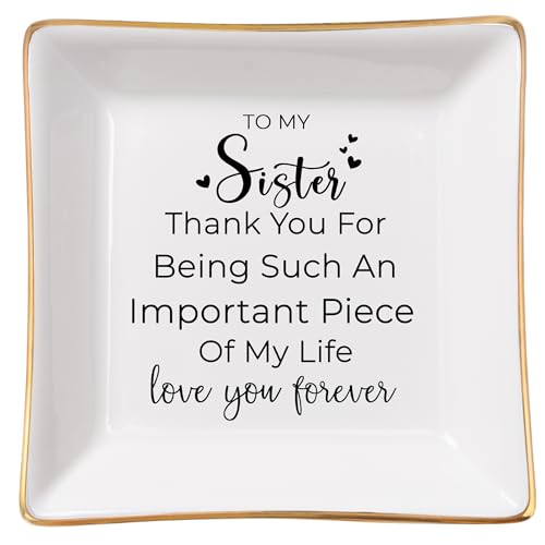 COZITED Sister Gifts, To My Sister Ring Tray Jewelry Dish, Sister Birthday Gifts for Sister Christmas Mother's Day Valentines Gift for Sisters from Sister Brother - Image 1