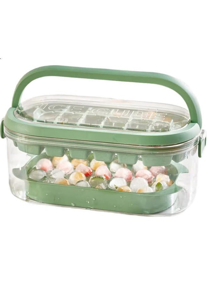 All-round Ice Cube Mold With Handle, Ice Tray, Ice Ball Maker, Ice Cube Mold, Ice Cube Maker, 54 Compartments, 2 Layers, Green - Image 1