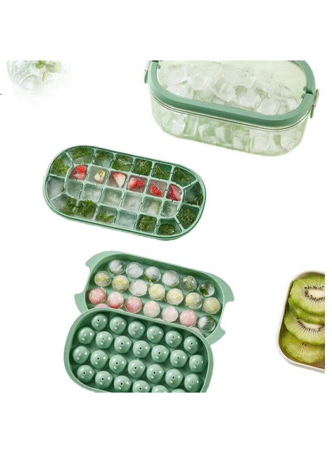 All-round Ice Cube Mold With Handle, Ice Tray, Ice Ball Maker, Ice Cube Mold, Ice Cube Maker, 54 Compartments, 2 Layers, Green - Image 3