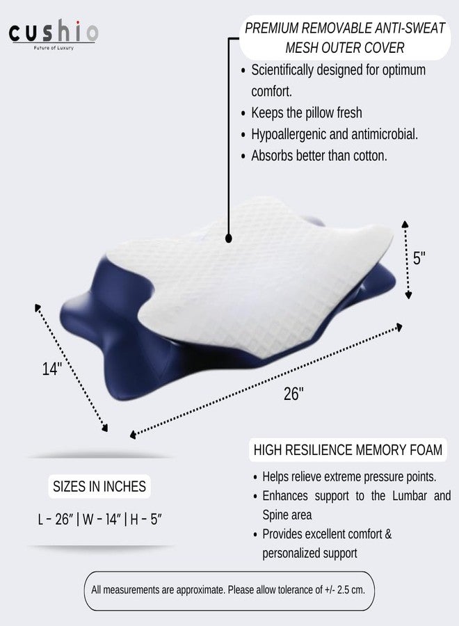 CUSHIO Cervical Butterfly Pillow – Orthopedic Memory Foam for Neck & Shoulder Pain Relief | Contour Pillow with Arm Rest | Dual Height Design for Side & Back Sleepers (Pack of 2) - Image 2