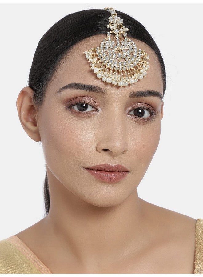 I Jewels Gold Plated Traditional Kundan & Stone Studded Maang Tikka for Women (T2042W) - Image 2