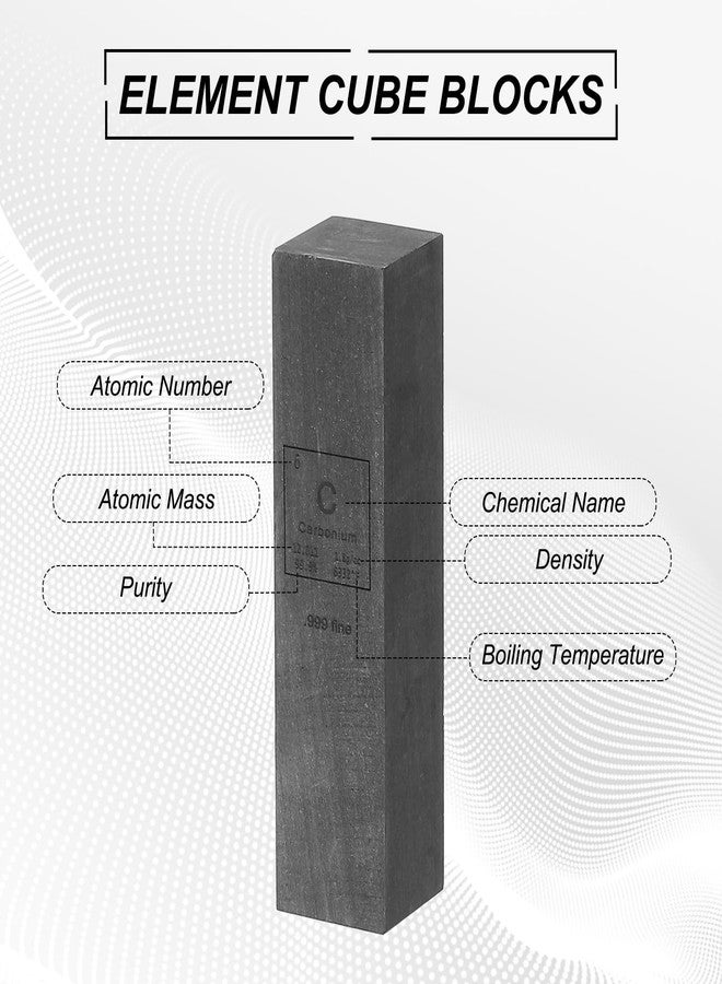 PATIKIL Carbon Cube, 0.5x0.5x2 C Density Stick High Density Element Rod Unique Metal Cube Periodic Table of Elements Collections Lab Experiment Teacher Scientific Classes - Image 3