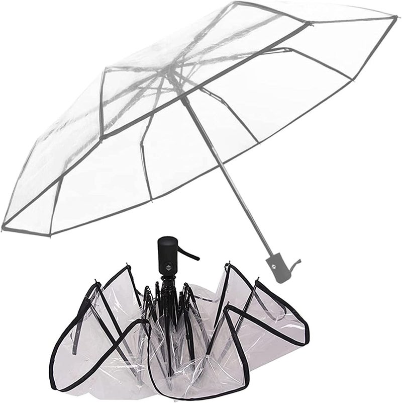 SYOSI Clear Umbrella, Women's Clear Bubble Umbrella, Automatic Open and Close Transparent Travel Dome Umbrella for Women Girls Kids Rainy Windy Weather - One Size - Image 1