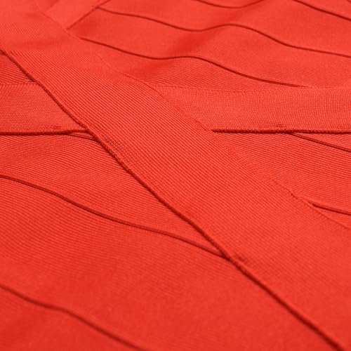 HLBandage Midi-Calf Solid Color Spaghetti Strap Rayon Bandage Dress (L,Red) - Image 5