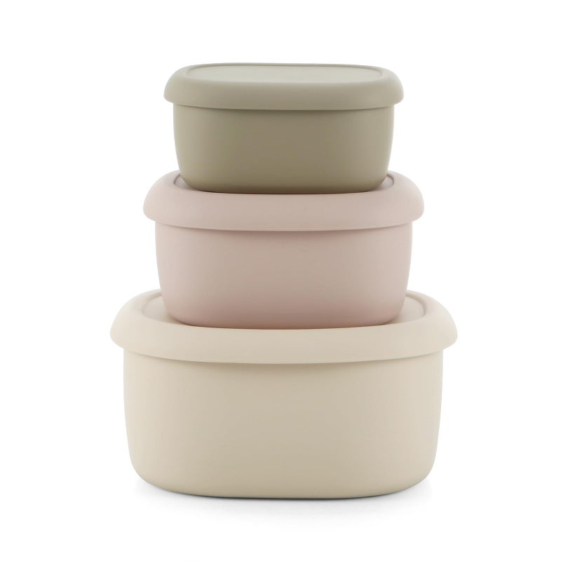 Emptycolor 3 Pack Silicone Snack Containers with Lids Reusable Silicone Food Storage Containers, Leak Proof Stackable Bento Lunch Box for Adults, Microwave, Dishwasher and Freezer Safe - Image 1