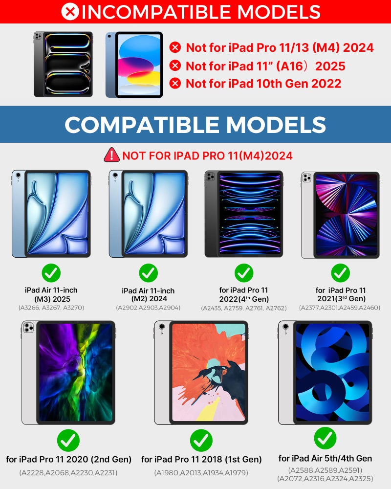 typecase Touch Keyboard Case for iPad Air 11-inch(M3/M2, 2025/2024) & iPad Pro 11(4th/3rd/2nd/1st Gen), Multi-Touch Trackpad, 11-Color Backlight, 360°Rotatable for iPad Air 5/4th Gen, Gray - Image 2