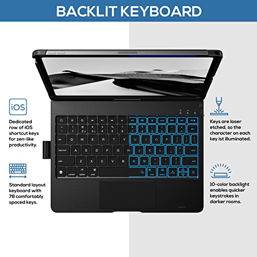typecase Touch Keyboard Case for iPad Air 11-inch(M3/M2, 2025/2024) & iPad Pro 11(4th/3rd/2nd/1st Gen), Multi-Touch Trackpad, 11-Color Backlight, 360°Rotatable for iPad Air 5/4th Gen, Gray - Image 5