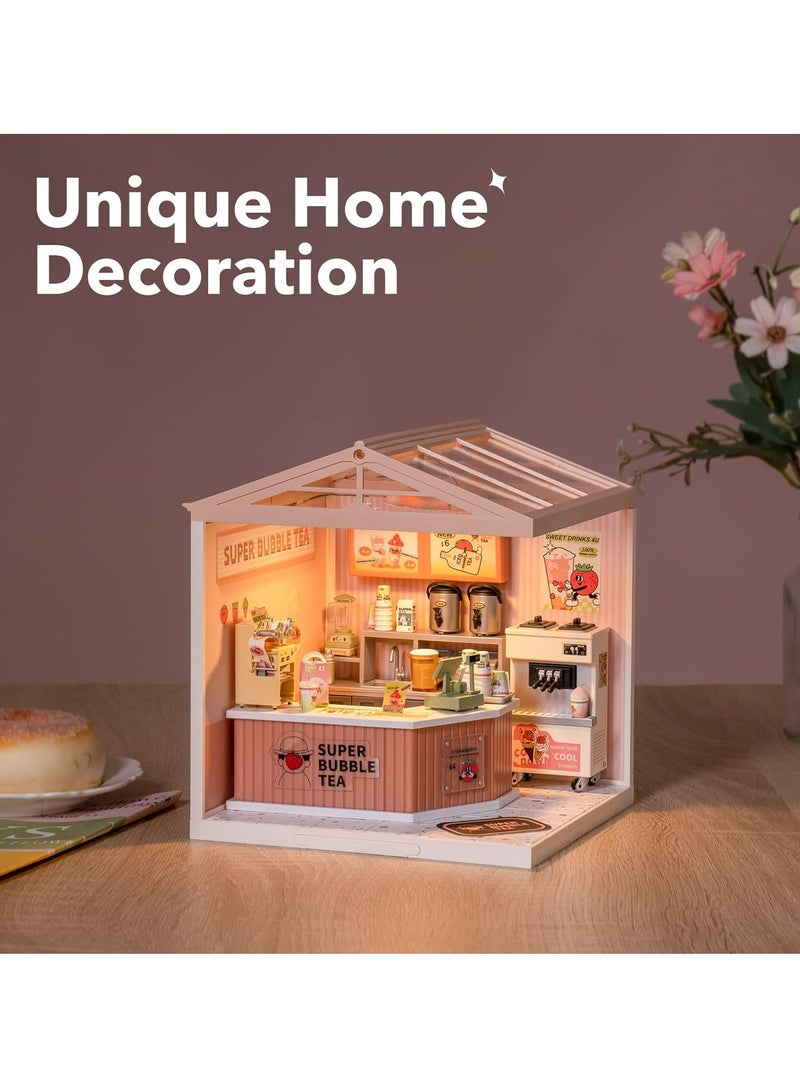 Robotime Rolife Super Creator Double Joy Bubble Tea Plastic DIY Miniature House Kit DW006, DIY 3D Puzzles for Adults/Teens, Unique Gift for Craft Hobby and Creative Home Decor - Image 2