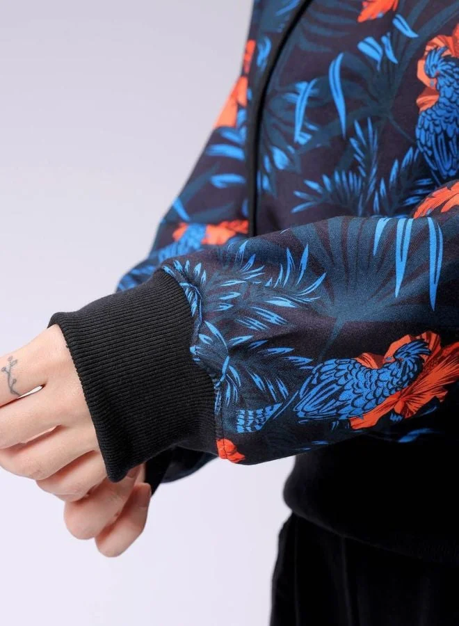 Freehand  Women Relaxed Fit Floral Printed Hooded Neck Long Sleeve Hooded Sweatshirt for Women | Best Price UAE