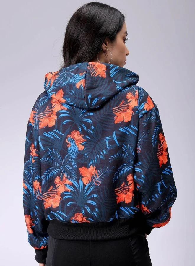 Freehand  Women Relaxed Fit Floral Printed Hooded Neck Long Sleeve Hooded Sweatshirt for Women | Best Price UAE