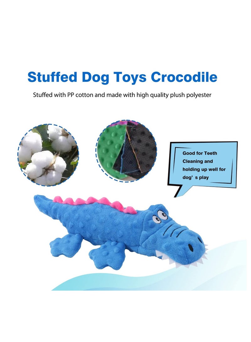 Excefore 2 Pack Dog Squeaky Toys, Cute Stuffed Plush Dog Chew Toys for Puppy Teething, Durable Interactive Dog Toys for Small, Medium and Large Dogs(Blue+Purple, Crocodiles) - Image 3