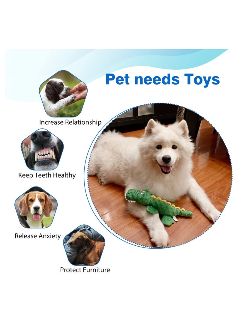 Excefore 2 Pack Dog Squeaky Toys, Cute Stuffed Plush Dog Chew Toys for Puppy Teething, Durable Interactive Dog Toys for Small, Medium and Large Dogs(Blue+Purple, Crocodiles) - Image 5
