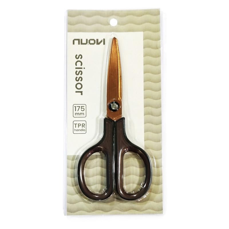 NUOVI Heavy Duty Scissor (175mm) | Titanium Plated Stainless Steel Blade & Rubberized Handle | Multipurpose Tool for Office, Household, Crafts & Kitchen (Body Color May Vary) - Image 1