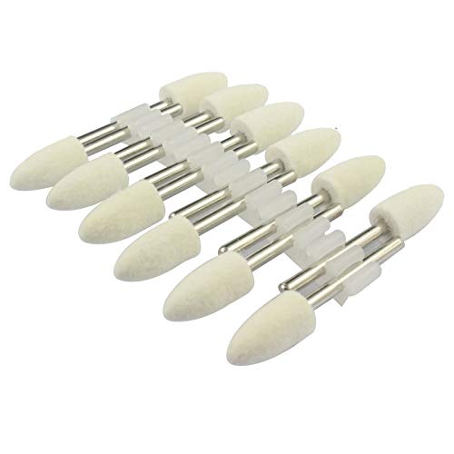 Luo ke 8mm Diameter Bullet Shape Polishing Buffing Wheels Wool Felt Mounted Mandrel Grinding Bits Grinder Head Rotary Tool Accessories Drill Tools Attachment - 1/8 Inch Shank - Image 1
