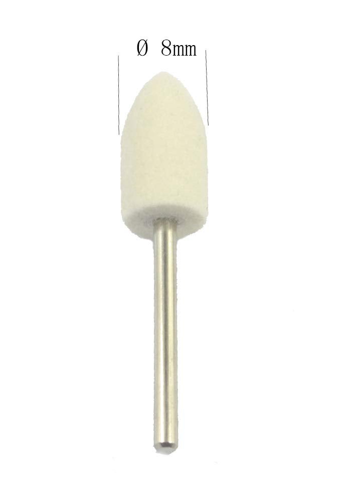 Luo ke 8mm Diameter Bullet Shape Polishing Buffing Wheels Wool Felt Mounted Mandrel Grinding Bits Grinder Head Rotary Tool Accessories Drill Tools Attachment - 1/8 Inch Shank - Image 5