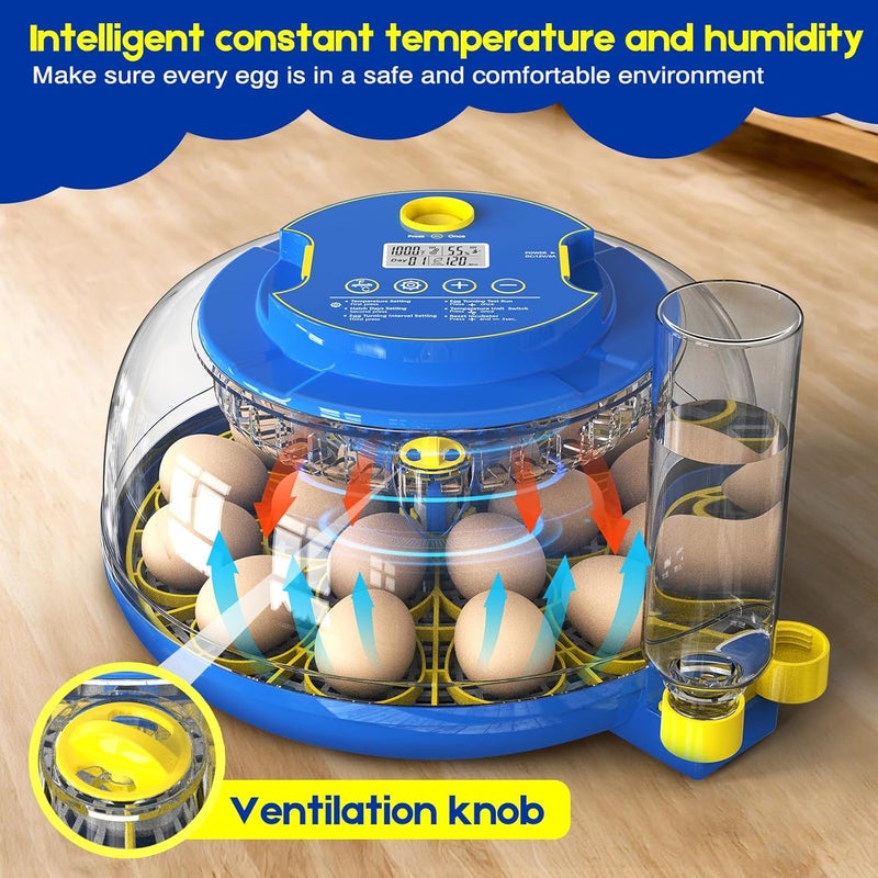 SENXINGYAN Egg Incubator for Hatching Chicks, 18 Eggs Automatic Egg Turner Multifunctional Smart Incubator 360° Clear Window with Temperature u0026 Humidity Control, Egg Candler for Poultry Chickens Ducks Quails - Image 2