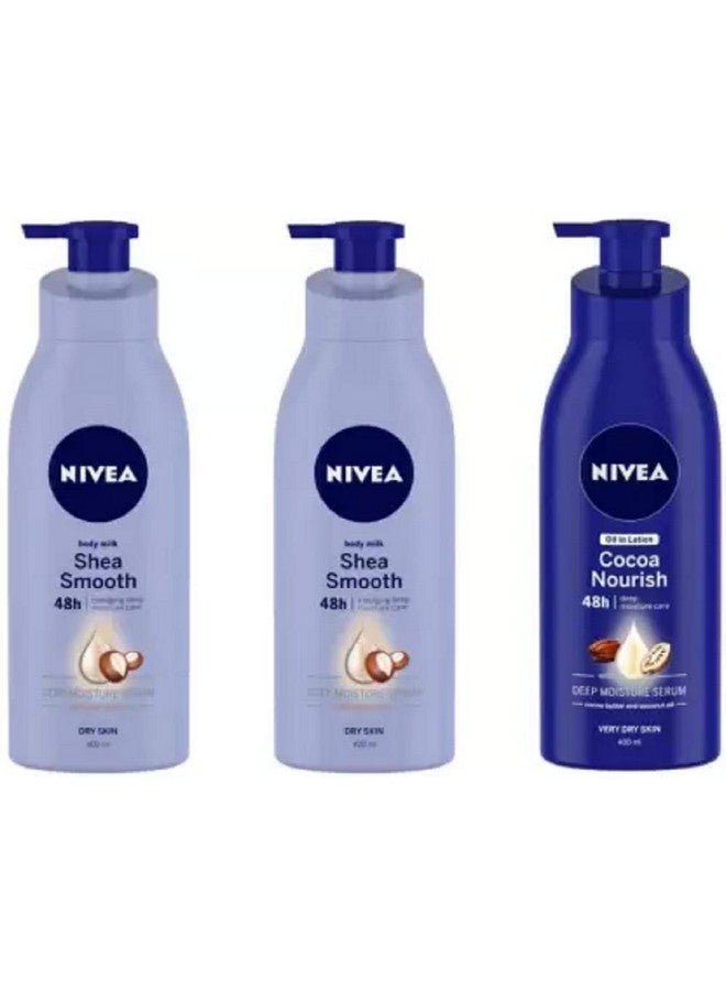 Nivea Smooth Milk & Cocoa Nourish Body Lotion 400 ml (Pack of 3) #66 (1200 ml)