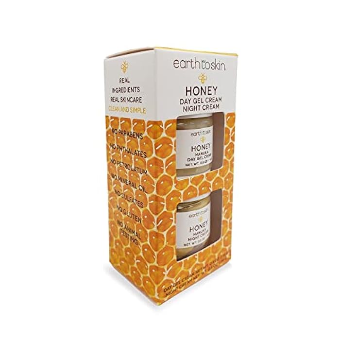 Earth To Skin Honey Manuka Mini Duo Set Day Gel Cream (0.5 Fl Oz) and Night Cream (0.5 Fl Oz) with Hyaluronic Acid & Vitamin E, All-Day & Night Hydration for Face and Neck (2 Pack) - Image 2