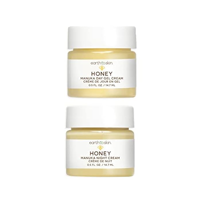 Earth To Skin Honey Manuka Mini Duo Set Day Gel Cream (0.5 Fl Oz) and Night Cream (0.5 Fl Oz) with Hyaluronic Acid & Vitamin E, All-Day & Night Hydration for Face and Neck (2 Pack) - Image 1