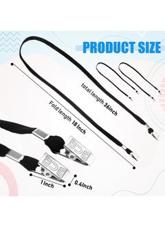 Patelai 100 Pack Face Mask Lanyards Twist Free 2 Hook Design Adjustable Id Badges Neck Lanyards Double Clip Straps For Card Keychain (Black)  - Image 2