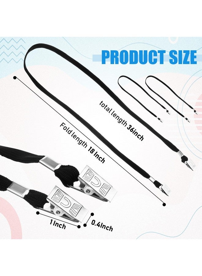 Patelai 100 Pack Face Mask Lanyards Twist Free 2 Hook Design Adjustable Id Badges Neck Lanyards Double Clip Straps For Card Keychain (Black) - Image 2