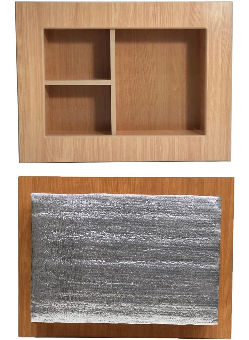 أرام غطاء خشبي للمكيف، غطاء أنيق لمكيف الهواء من نوع النافذة مع عزل حراري، غطاء لمكيف الهواء بهيكل خشبي متين بسمك 18 ملم - Image 2