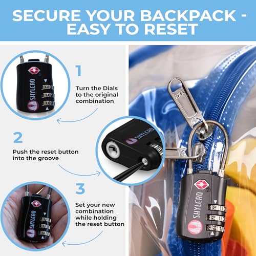 SHYLERO Clear Backpack Heavy Duty has TSA Lock 2WAY Zipper PVC Transparent Backpack Is Extra Large H18xW14xD8 Blue - Image 3