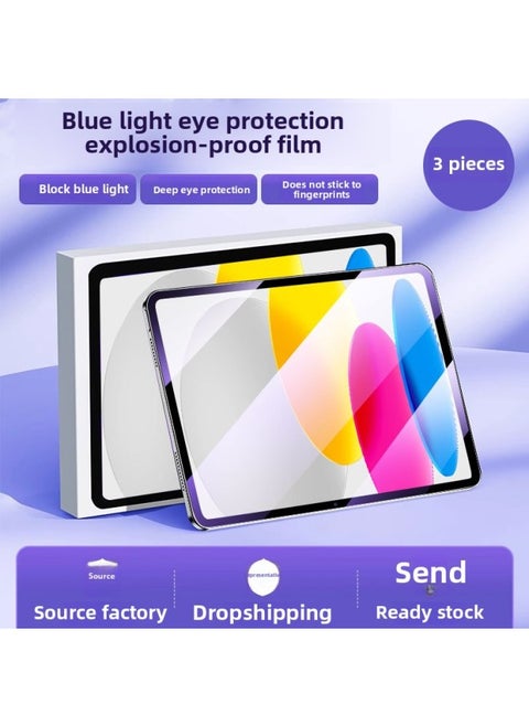 Tempered Film For Apple IPad Mini7 Tablet Protection Ipadpro Full Screen HD Air6 Anti-Fingerprint Drop-Color:Blue Light 3 Pieces [tempered Film]_with Wooden Box Packaging-Size:For Ipadpro( 9.7inch )