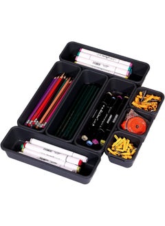 Voxmix VOXMIX 8 Piece Interlocking Bin Pack Granite VALUE COLLECTION Customizable MultiPurpose Storage Durable Easy to Clean Black  - Image 5