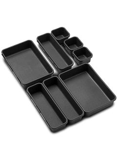 Voxmix VOXMIX 8 Piece Interlocking Bin Pack Granite VALUE COLLECTION Customizable MultiPurpose Storage Durable Easy to Clean Black  - Image 1