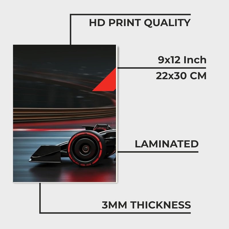 SR CREATIVE CRAFT SRCC Porsche Racing Car Wall Art, Pack of 3 Laminated Posters, Red Sports Car Design, 22x30 cm, HD Print Quality, 3mm Thick, for Living Room, Office, Bedroom (SR3-F19x12) - Image 2