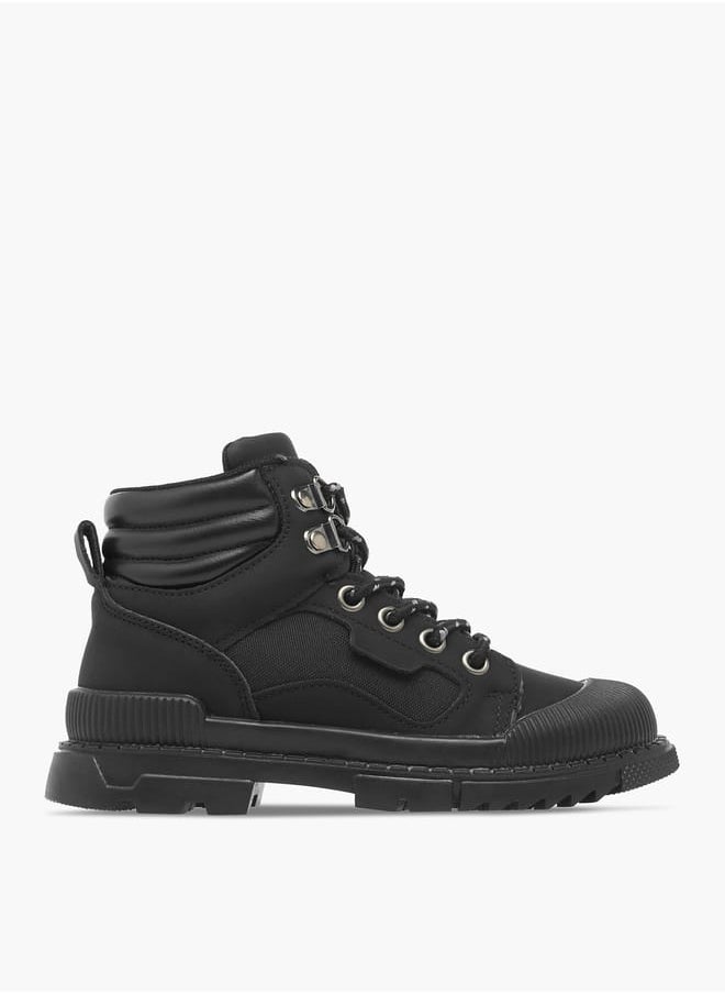 LBL by Shoexpress Boys Panelled High Cut Boots with Lace Detail and Zip Closure  - Image 1