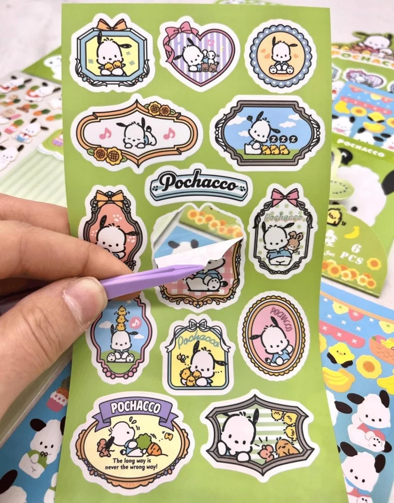 كاغيت جيمي دوكان Paper Ship Shop Sanrio Pochacco Character 6 Sheets Sticker Bullet Journal Decal