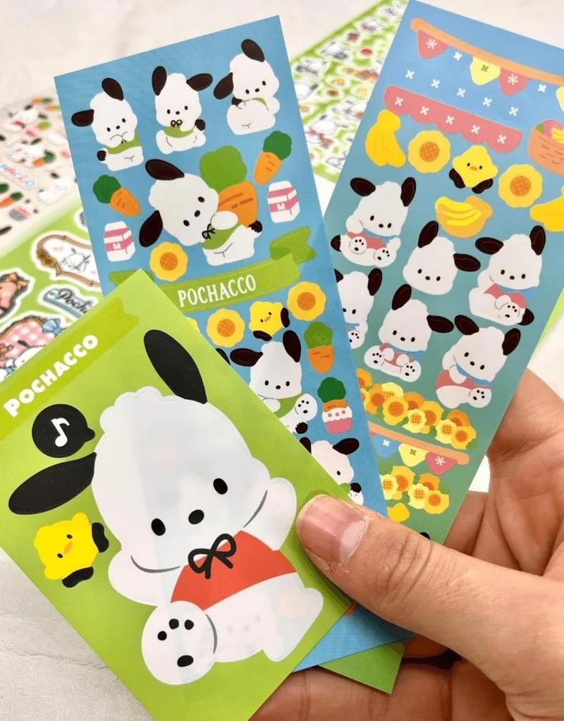 كاغيت جيمي دوكان Paper Ship Shop Sanrio Pochacco Character 6 Sheets Sticker Bullet Journal Decal