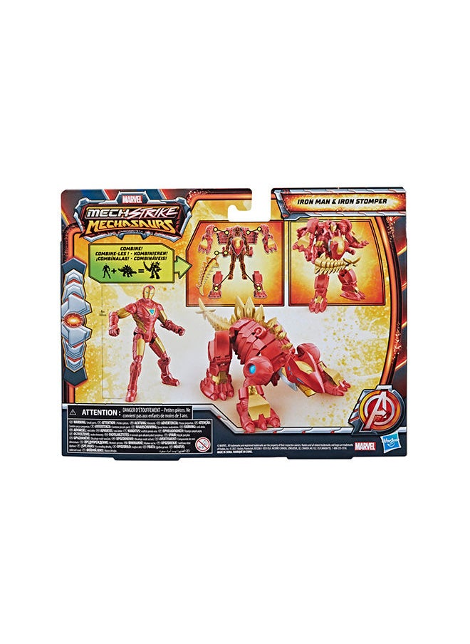 MARVEL CLASSIC Marvel Mech Strike Mechasaurs, 4-Inch Iron Man with Iron Stomper Mechasaur Action Figures, Super Hero Toys for Kids Ages 4 and Up  - Image 3