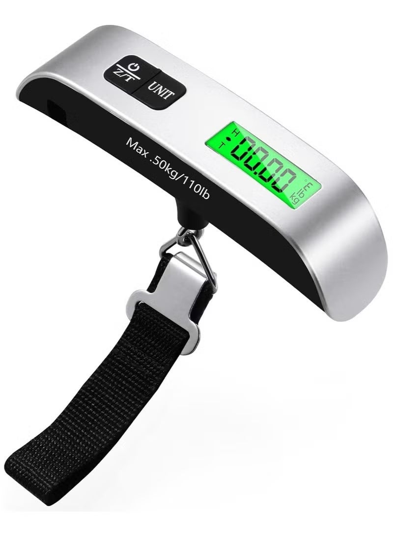 Portable Digital Luggage Scale (50kg/110lb) - Travel Handheld Baggage Weight Scale with Backlit LCD & Battery - Image 1